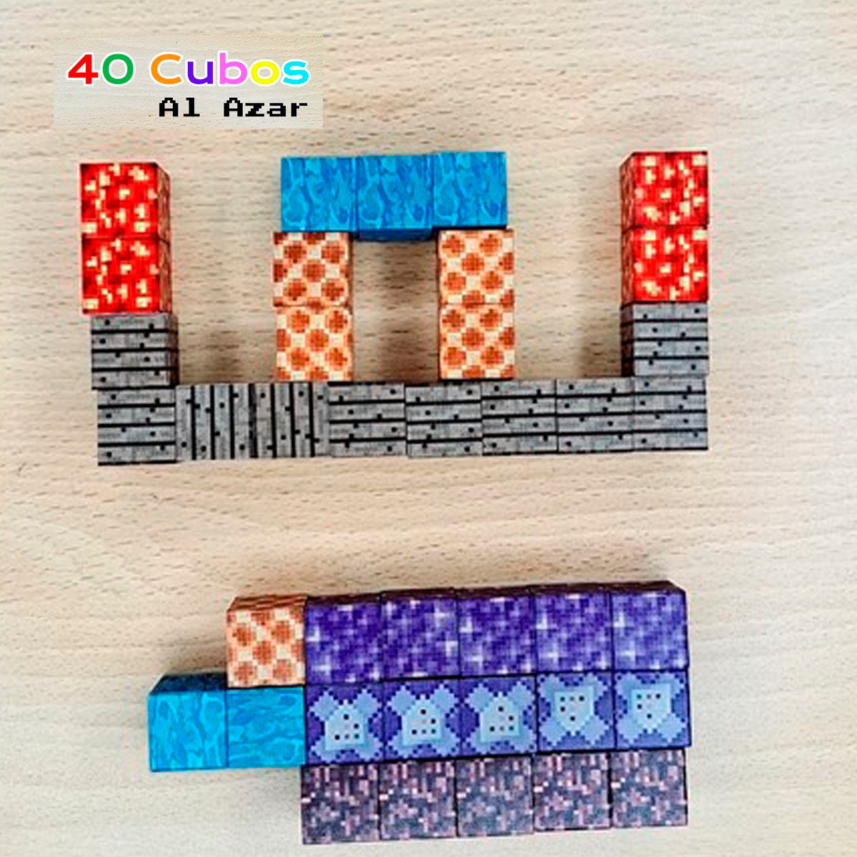Juguete Magnético Minecraft 40 cubos al Azar - Bloques Didáctico