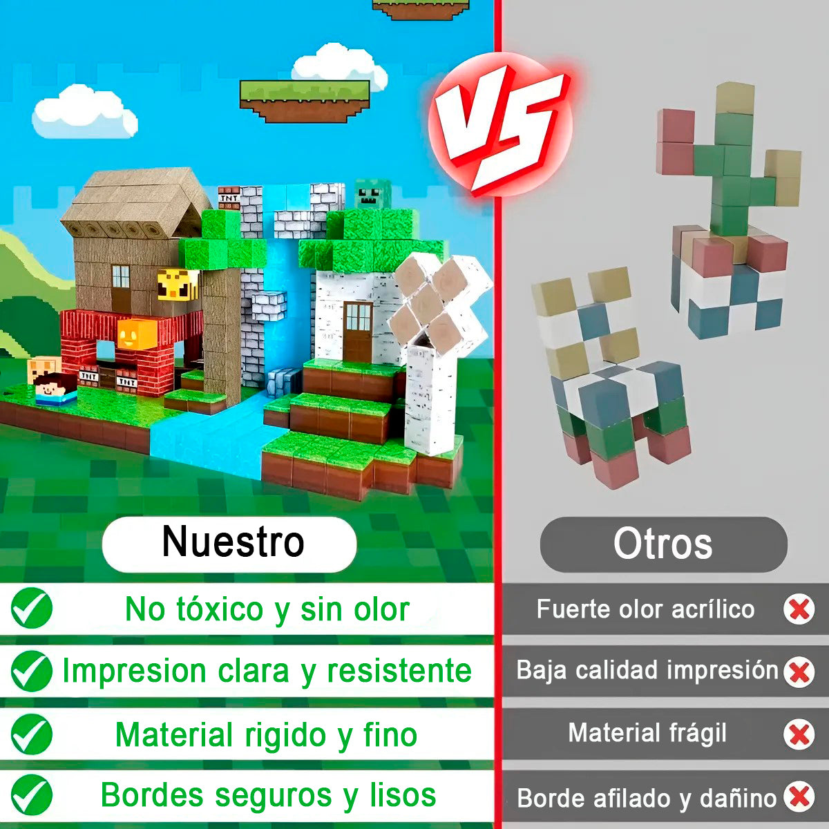 Juguete Magnético Minecraft 100 cubos- Bloques Didáctico