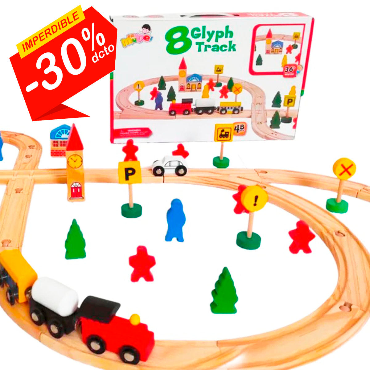 Pista de tren Madera 48 pcs
