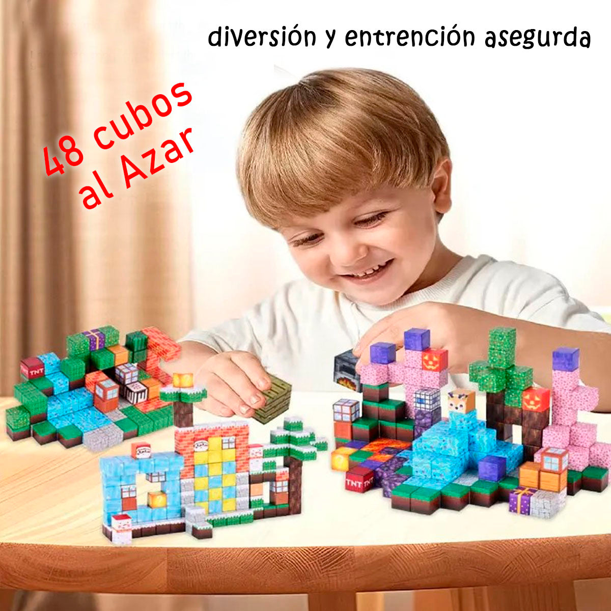 Juguete Magnético Minecraft 48 cubos al Azar - Bloques Didáctico