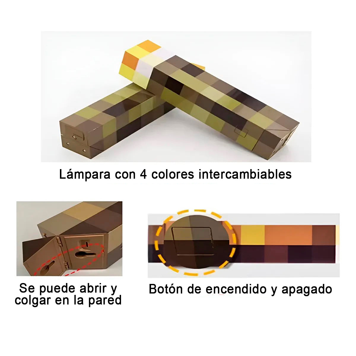 Lampara Minecraft 4 Colores