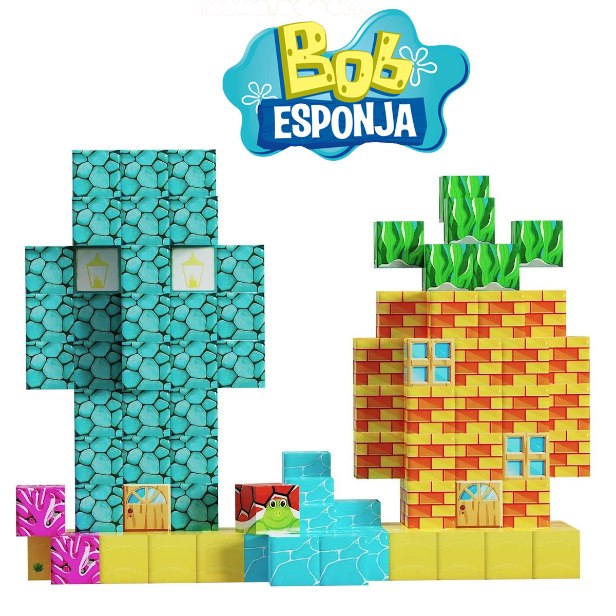 Juego Bloques Magnéticos Bob Esponja 115 cubos