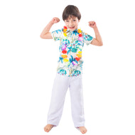 Traje Pascuense - Hawaiano Niño (Color Celeste/Verde)