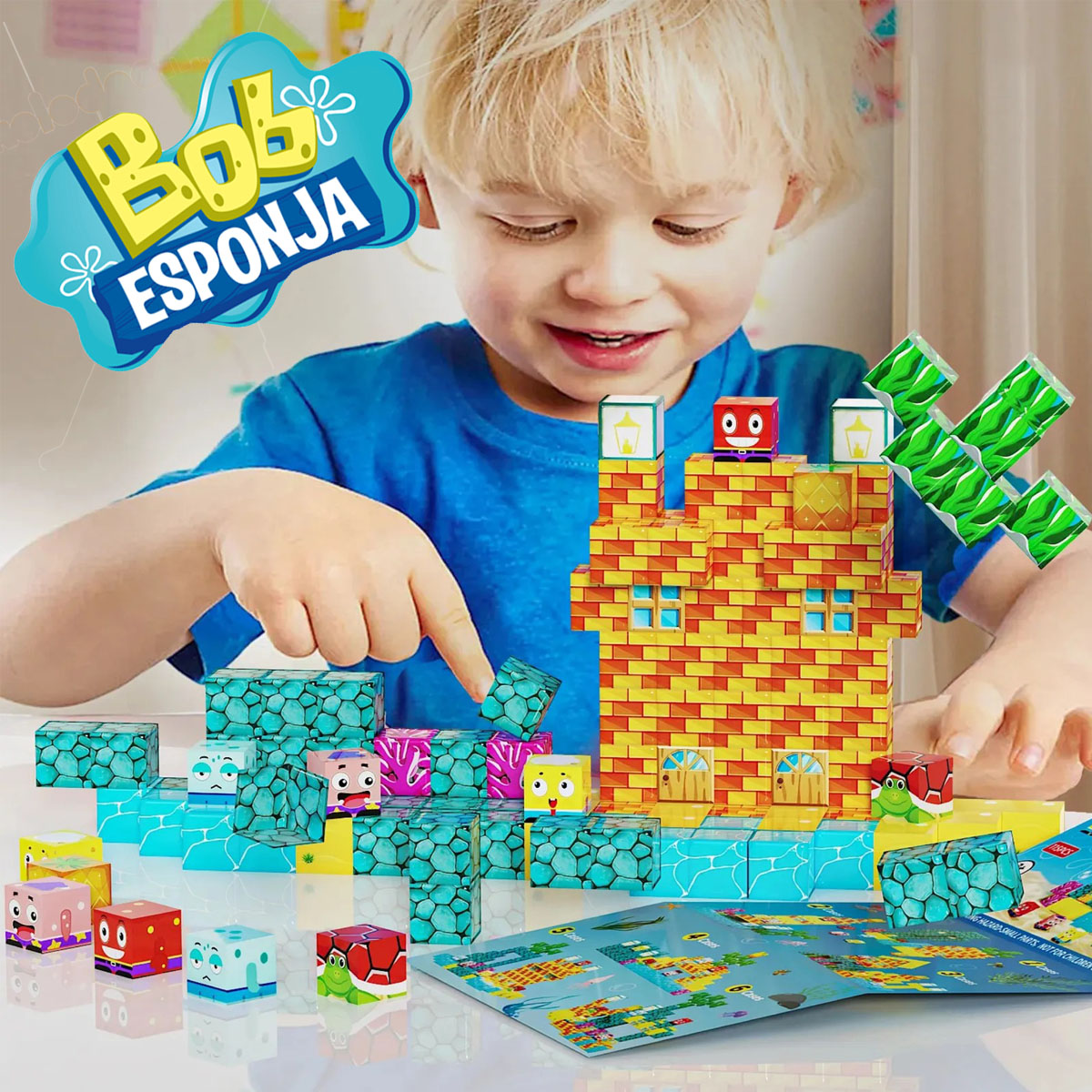 Juego Bloques Magnéticos Bob Esponja 115 cubos