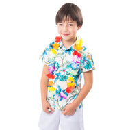 Traje Pascuense - Hawaiano Niño (Color Celeste/Verde)