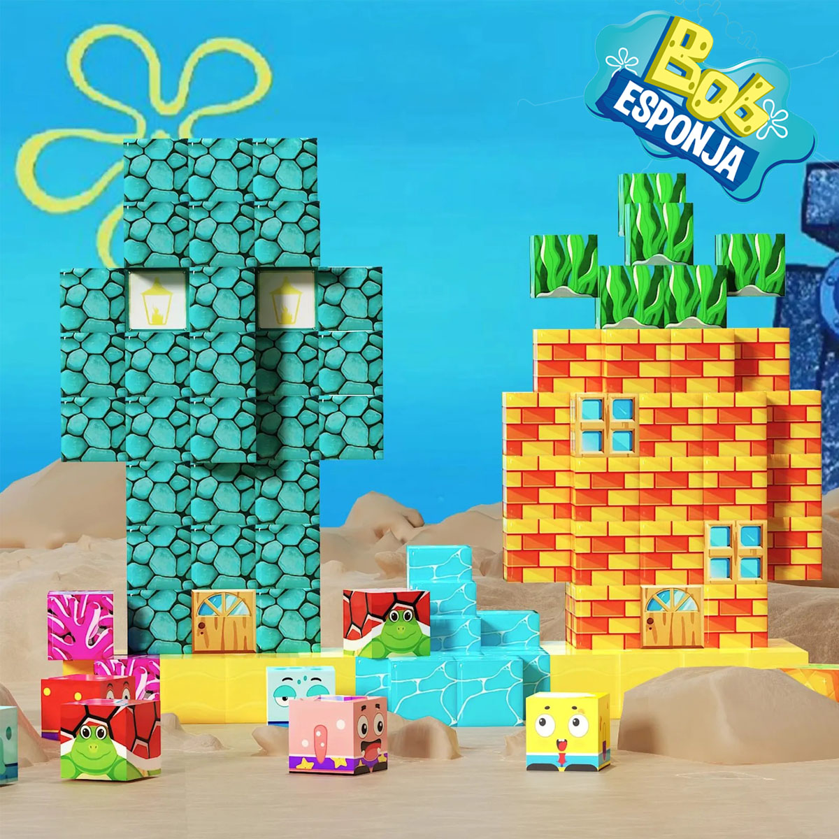 Juego Bloques Magnéticos Bob Esponja 115 cubos