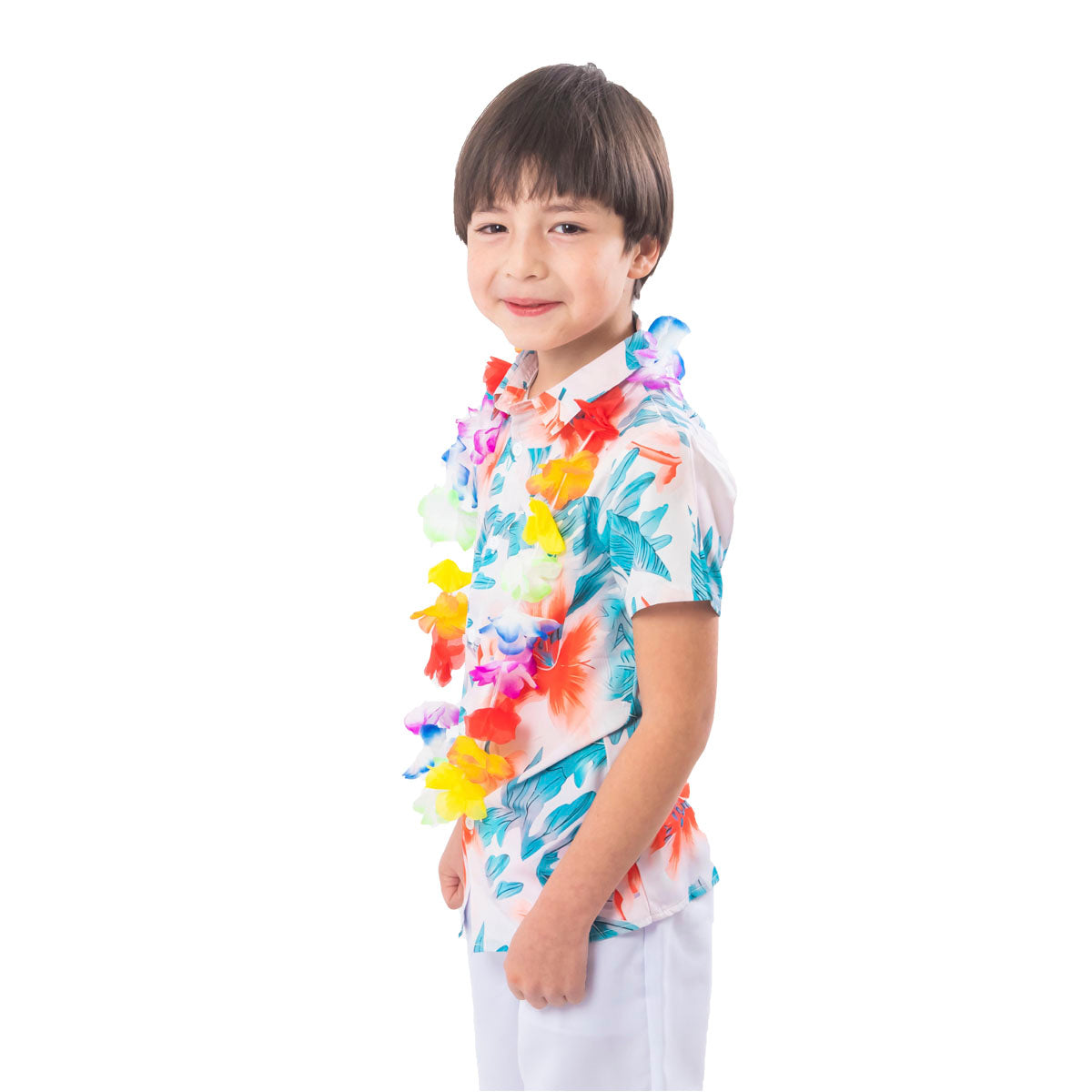 Traje Pascuense - Hawaiano Niño (Color Celeste/Naranjo)
