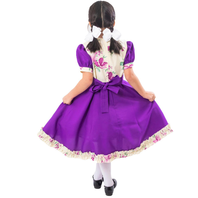 Vestido Huasa Niña - Chinita Color Lila (incluye Falso)
