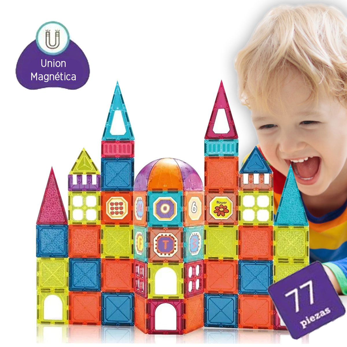 Juego Bloques Magnéticos 77 piezas - Juego Construcción Didáctico