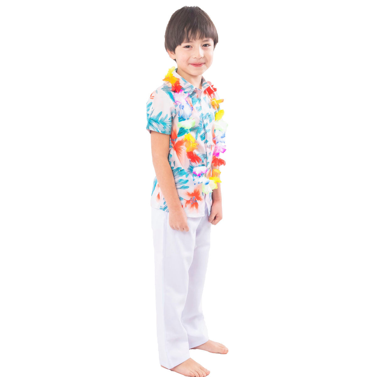 Traje Pascuense - Hawaiano Niño (Color Celeste/Naranjo)