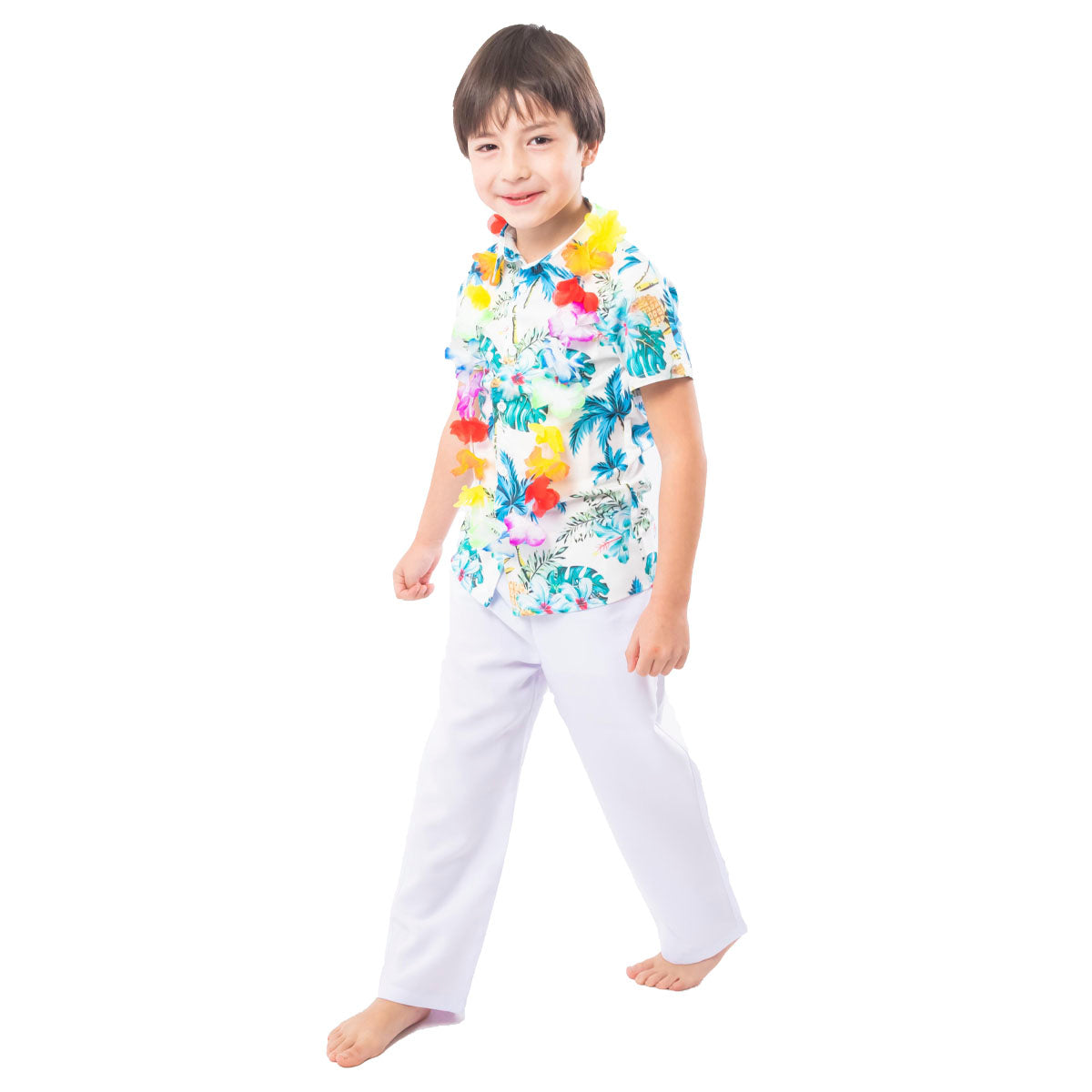 Traje Pascuense - Hawaiano Niño (Color Celeste/Verde)