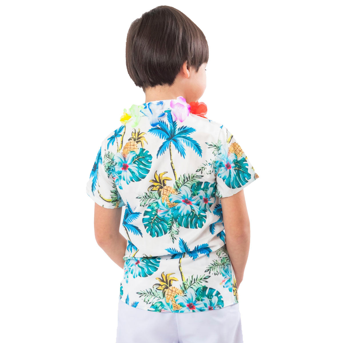Traje Pascuense - Hawaiano Niño (Color Celeste/Verde)