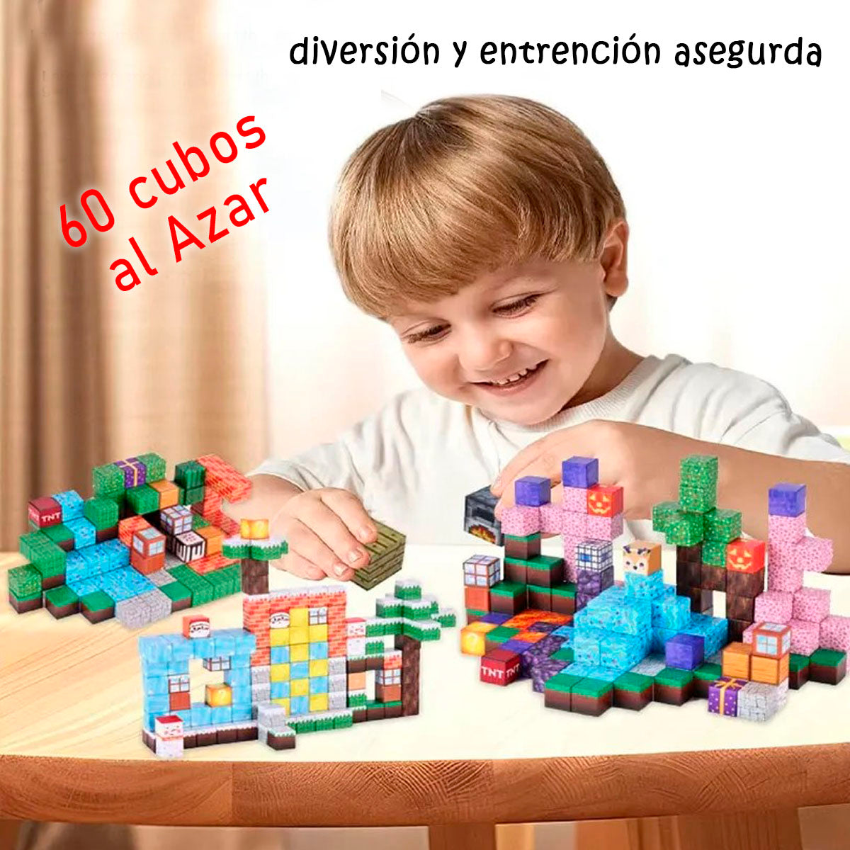 Juguete Magnético Minecraft 60 cubos al Azar - Bloques Didáctico